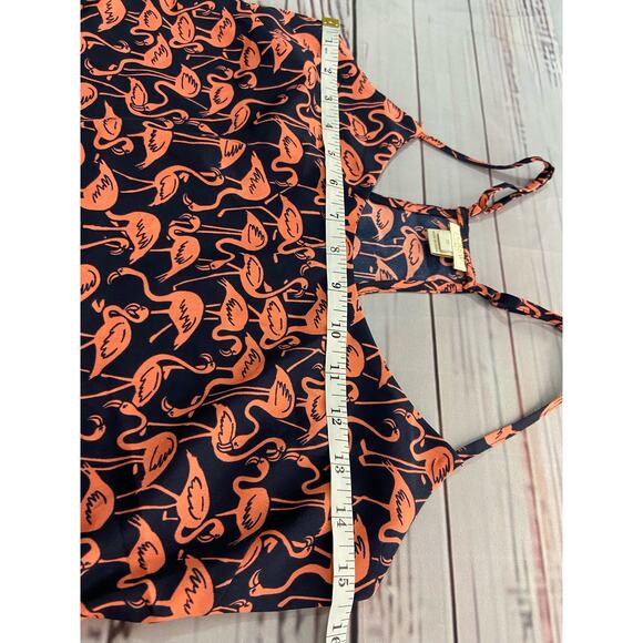 J. Crew Blouse Women 00 Navy Pink Flamingo Racerback Adjustable Straps 58920 - Picture 4 of 9